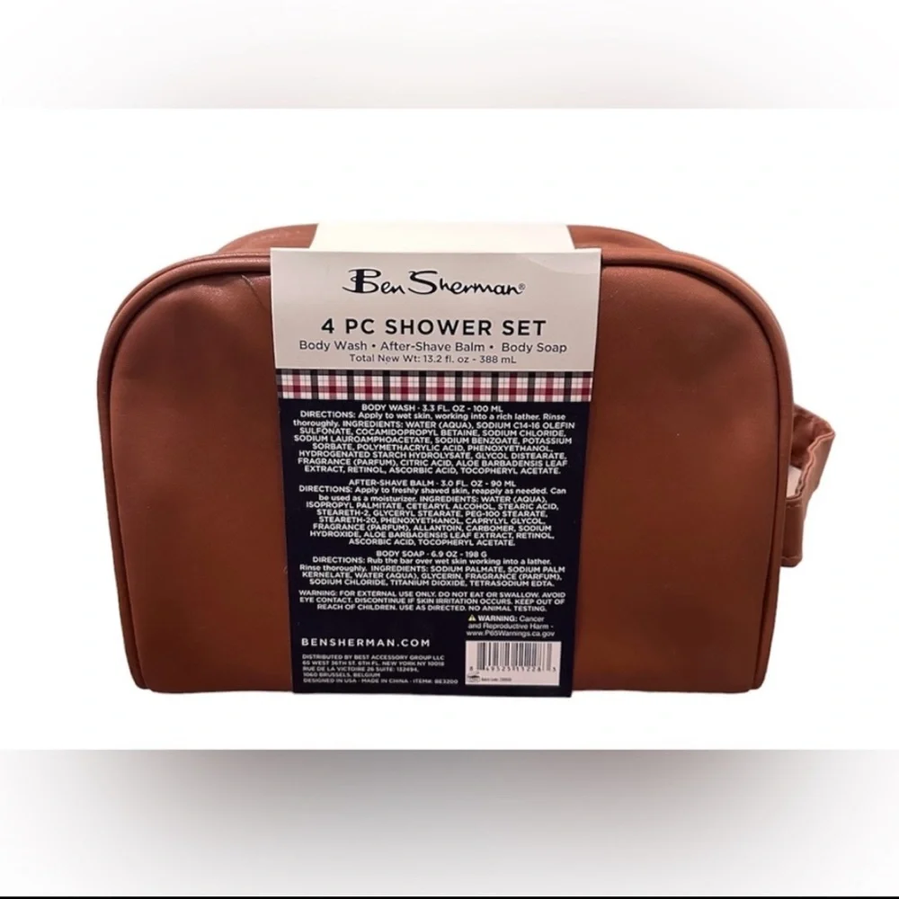 Ben Sherman Men's Shower Set with Travel Bag, Body Wash, After Shave & Soap NEW